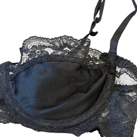 Dolores Poirette Black Lace Bra 34B Underwire Lingerie Vintage Union Made - Picture 3 of 7